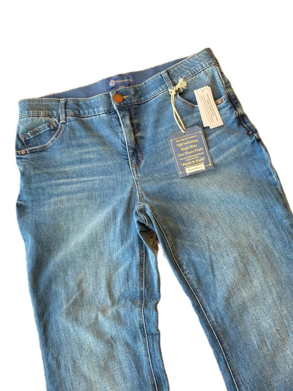 Democracy Ab Solution High Rise Out There Flare Jeans 16W Mid Blue Artisanal NWT - Picture 2 of 9